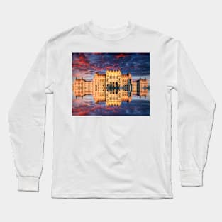 sunrise reflections Hungarian Parliament Building Long Sleeve T-Shirt